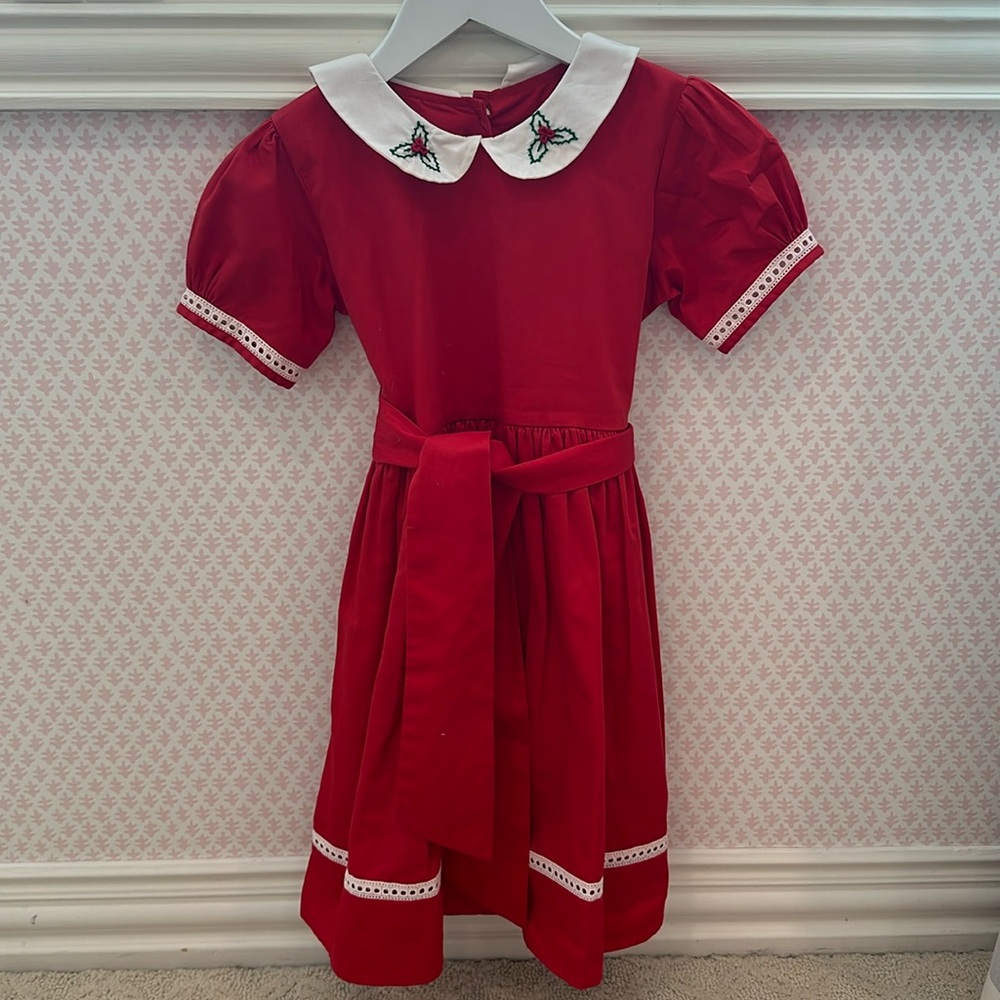 Red Christmas Dress with Embroidered Collar